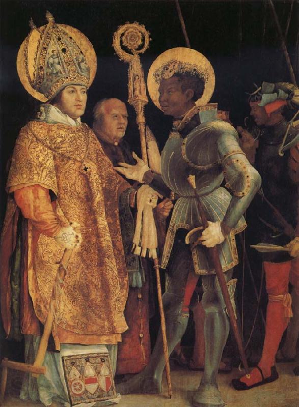 Grunewald, Matthias The Meeting of St Erasmus and St Maurice Spain oil painting art